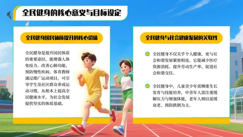 黄绿色3D风全民健身运动项目推广与教学指南PPT模板