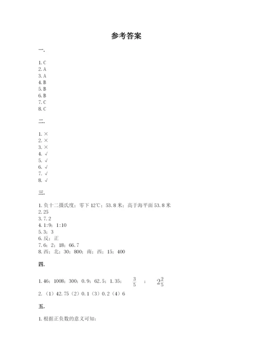 河南省平顶山市六年级下册数学期末测试卷带答案（最新）.docx