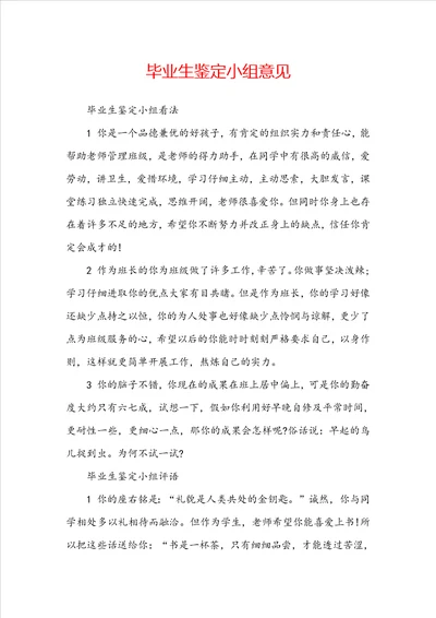 毕业生鉴定小组意见