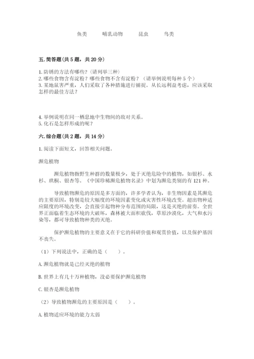 教科版科学六年级下册期末测试卷带答案（考试直接用）.docx
