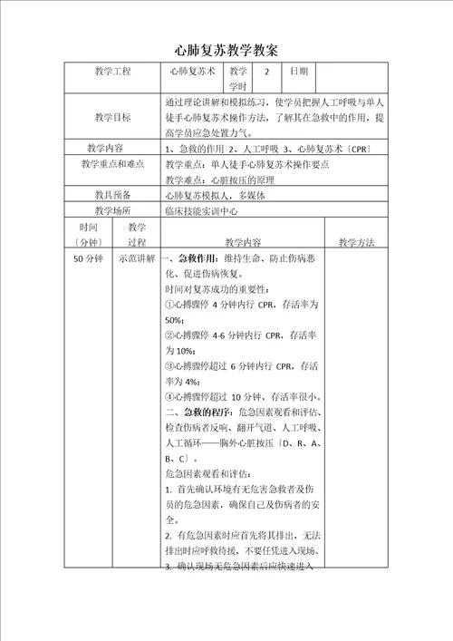 住培临床技能教学教案