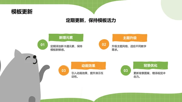 绿色卡通风可爱卡通教育教学PPT模板