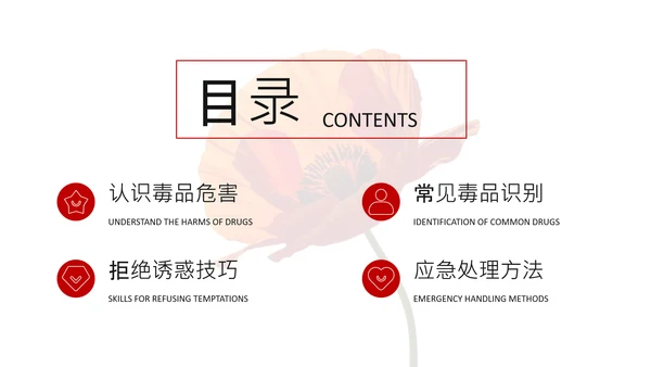 红色简约风远离毒品PPT