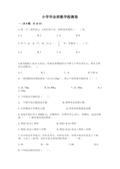 小学毕业班数学检测卷带答案（最新）.docx