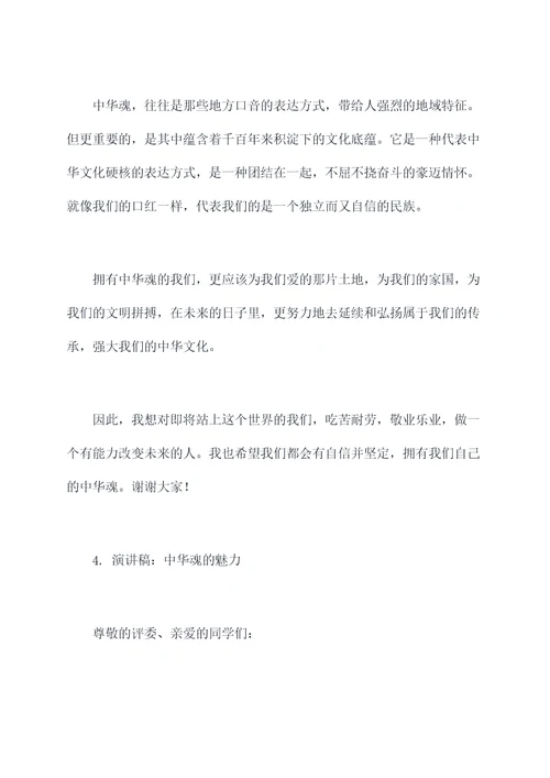 我的中华我的魂演讲稿