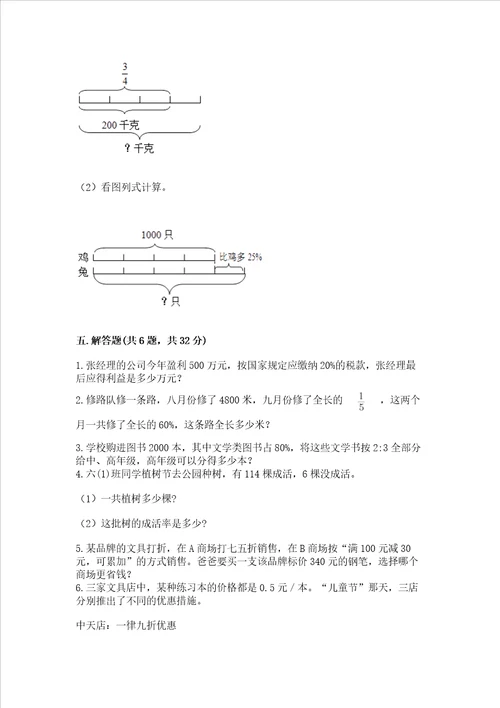 冀教版六年级上册数学第五单元 百分数的应用 练习题精品典优
