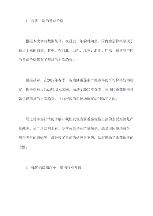 番茄价格市场调研报告