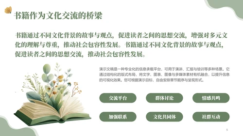 绿色小清读书分享会PPT模板
