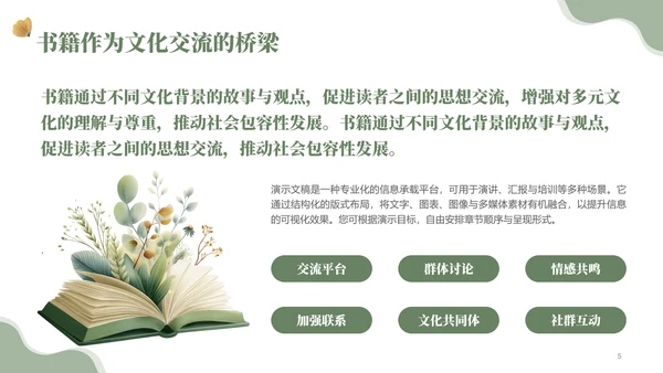 绿色小清读书分享会PPT模板