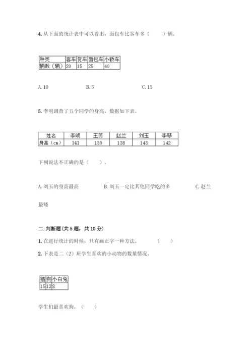 人教版二年级下册数学第一单元-数据收集整理-测试卷含答案【名师推荐】.docx