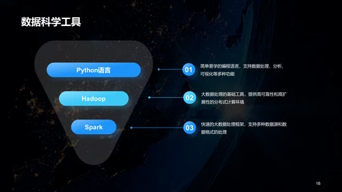 蓝色创意酷炫数据科学再数据服务中的应用PPT模板