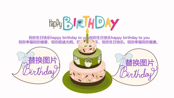 粉色生日快乐电子相册动态PPT模板