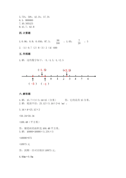 石灰窑区六年级下册数学期末测试卷审定版.docx