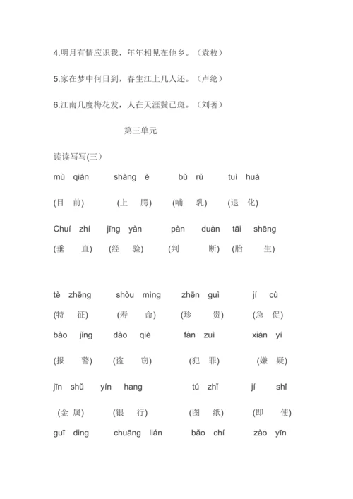 2023年五年级全册词语盘点带拼音第一到八单元词语.docx