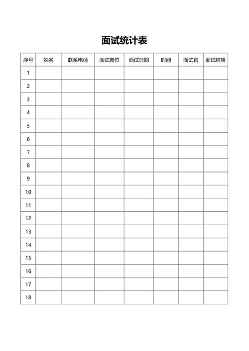 面试情况统计表word模板