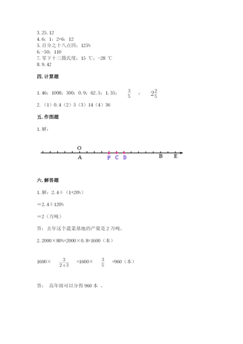 固镇县六年级下册数学期末测试卷（综合题）.docx