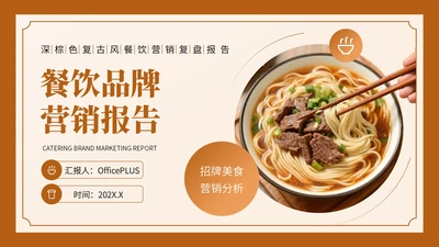 深棕色复古风餐饮营销复盘报告PPT