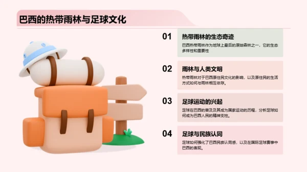 粉色3D创意旅游路线规划PPT模板
