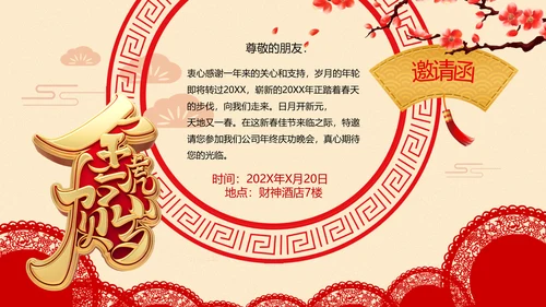 虎年2022元旦春节拜年电子贺卡邀请函PPT