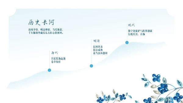 蓝色国风简约衍纸PPT模板