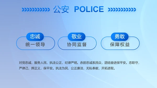 蓝色大气公安警察主题年年终总结PPT