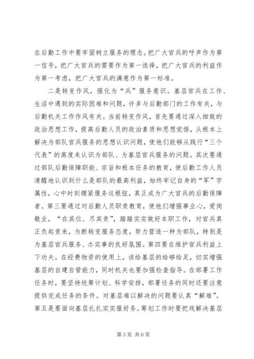 坚持以人为本努力提高后勤保障效能——学习“执法为民”专题教育的一点体会 (3).docx