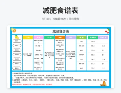 减肥食谱表