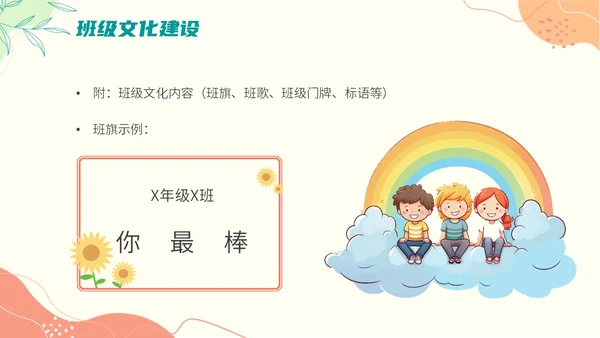 班级文化建设主题班会小清新清新花卉几何形状开学