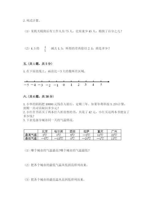 最新人教版小升初数学模拟试卷附参考答案（模拟题）.docx