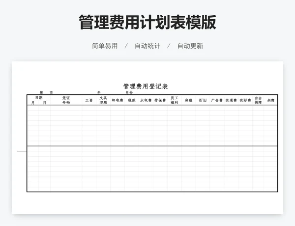 管理费用计划表模版