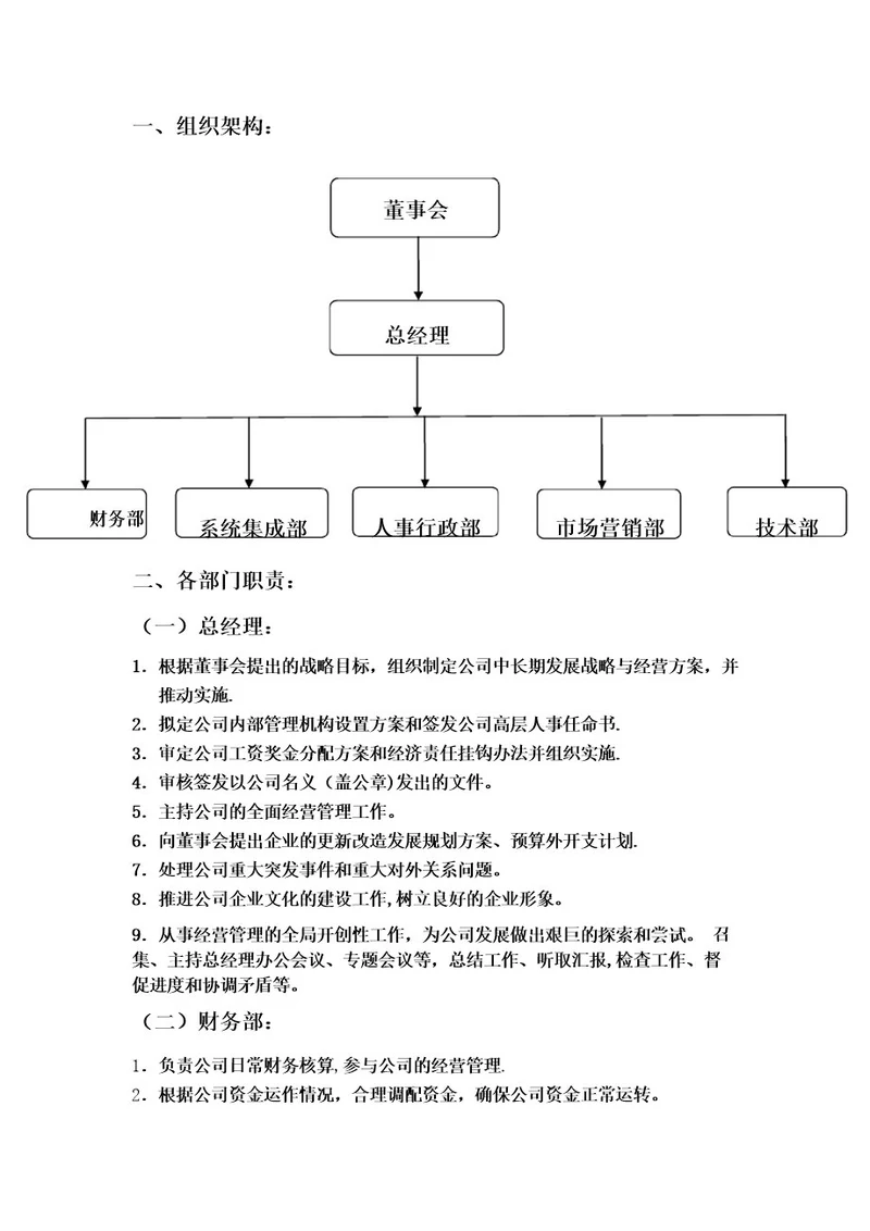 公司组织架构图及部门职责