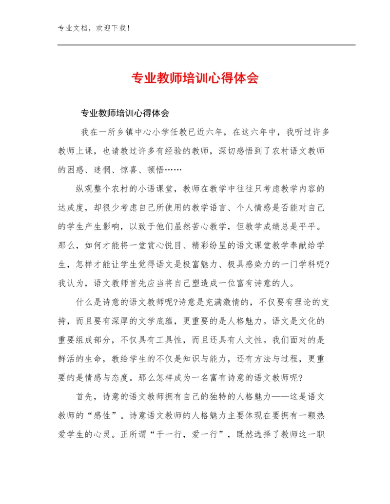 专业教师培训心得体会优选例文24篇合辑.docx