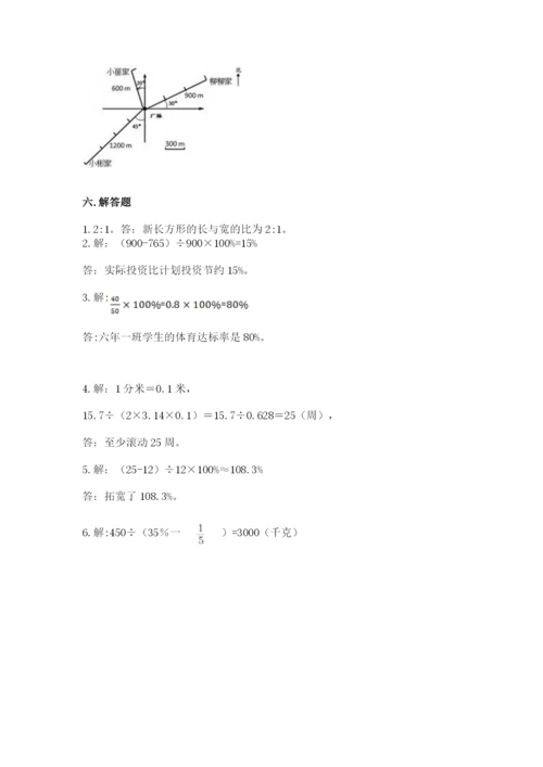 六年级上册数学期末测试卷附答案（夺分金卷）.docx