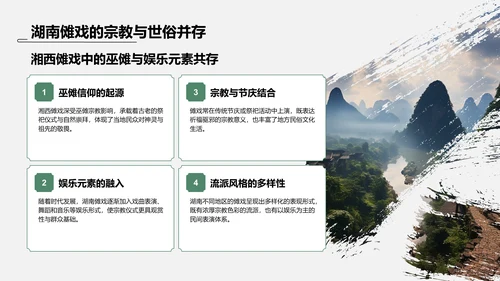 绿色水墨风傩戏的历史与文化价值PPT模板