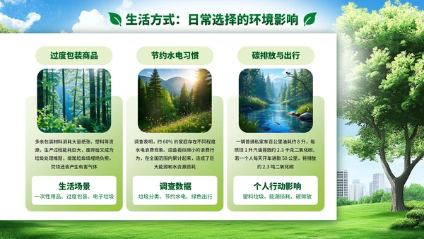 绿色小清新环境保护知识普及PPT模板