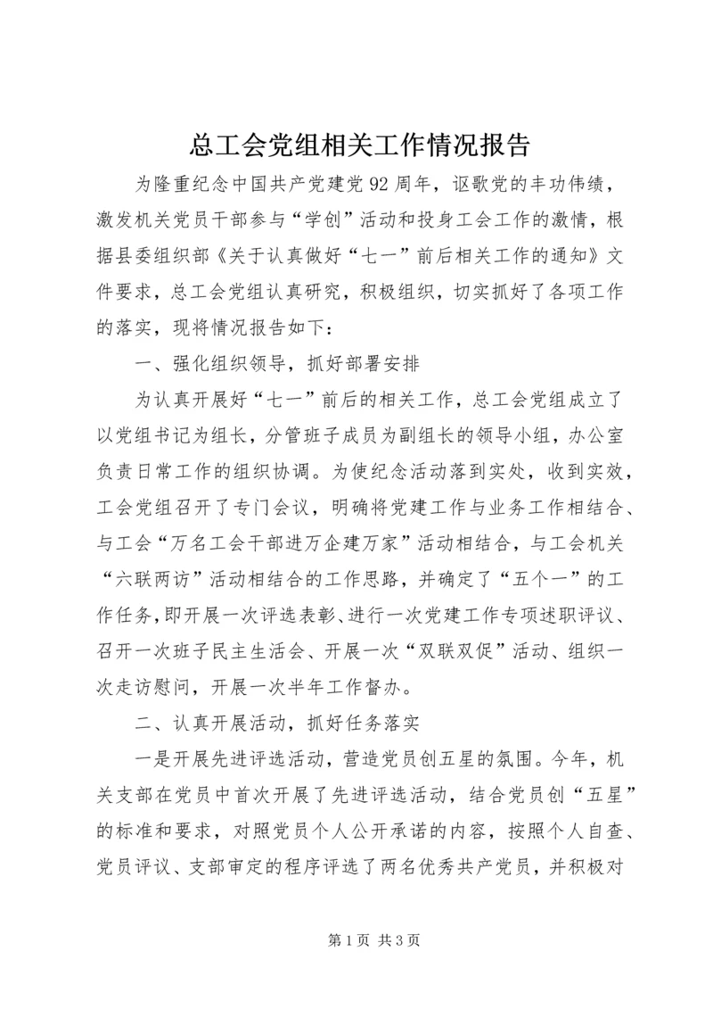 总工会党组相关工作情况报告.docx