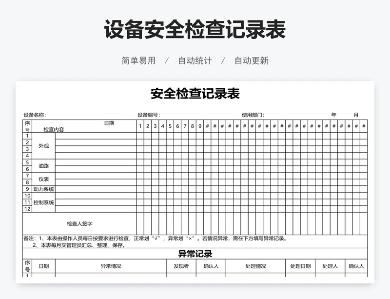 设备安全检查记录表