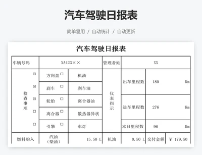 汽车驾驶日报表