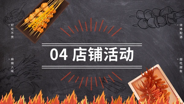烤串深夜食堂烧烤美食通用PPT模板