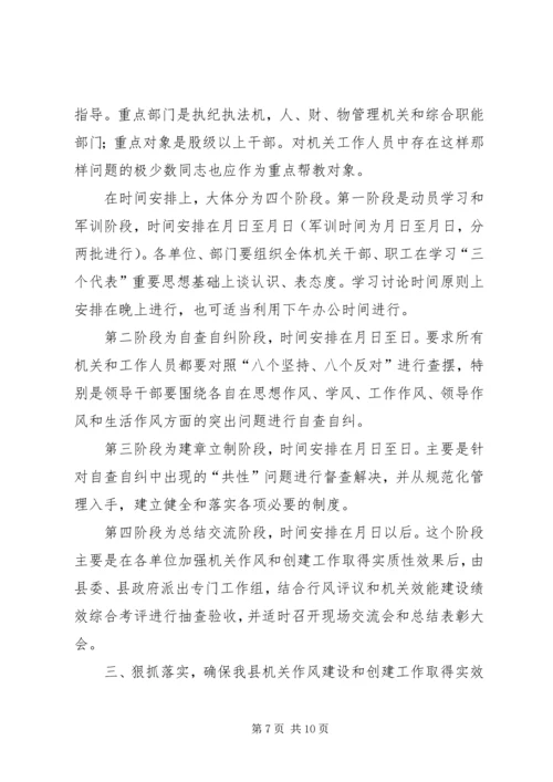 县委副书记在全县加强机关作风建设暨创建党建先进单位动员大会上的讲话.docx