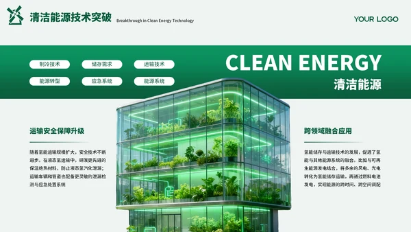 绿色创意清洁能源发展通用PPT模板