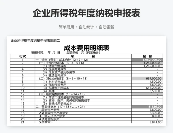 企业所得税年度纳税申报表