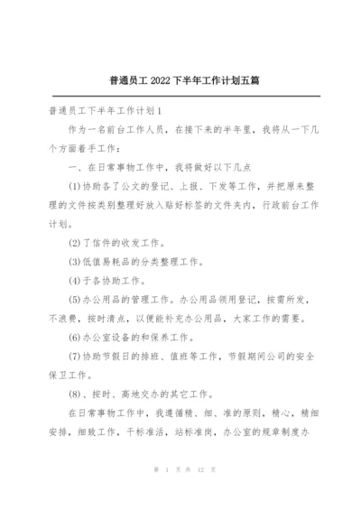 普通员工2022下半年工作计划五篇.docx