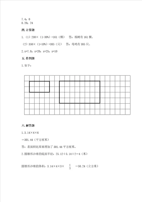 苏教版数学六年级下册期末测试卷往年题考