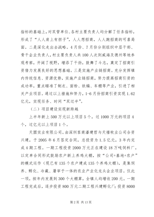 某镇关于工作总结及下半年工作计划的报告.docx