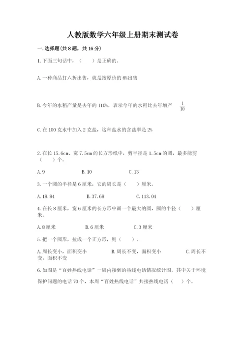 人教版数学六年级上册期末测试卷含答案（黄金题型）.docx