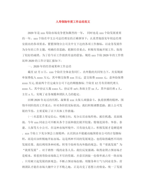 精编之人寿保险年度工作总结范文.docx