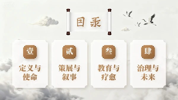 浅棕色中国风国庆博物馆专题讲座PPT模板