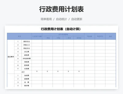 行政费用计划表