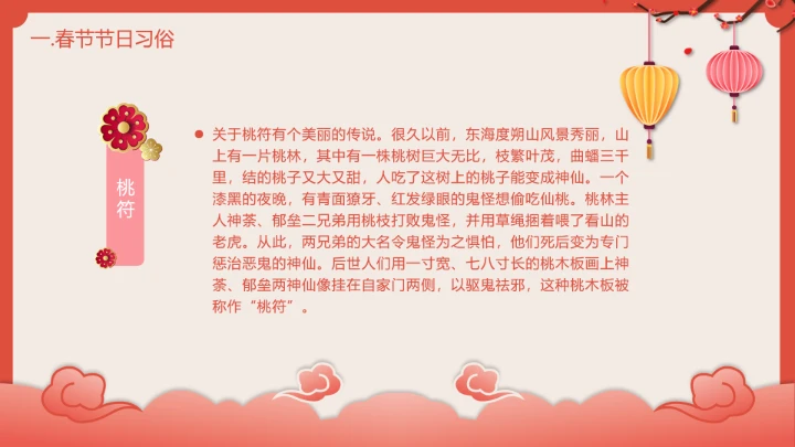 喜庆中国风春节介绍春节习俗简介PPT模板